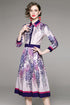Enthralling Runway Fashion Floral Print, Collared, Elegant A-Line Vintage Party, Festive Women's Midi Dress